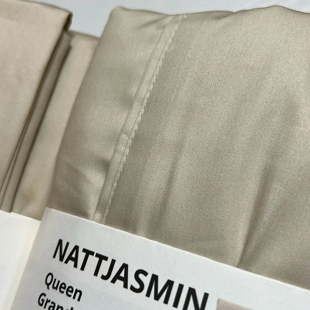 NWT lot of 2 IKEA Queen cream Bedding flat Sheets Nattjasmin